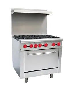 Zanduco 36" Commercial Range Oven with 6 Burners and 211,000 BTU - Natural Gas/Liquid Propane