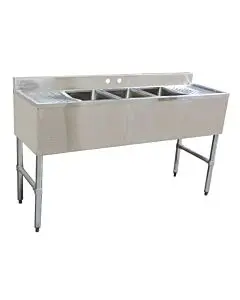 Zanduco Under Bar Sink 3 Compartment 10" x 14" x 10" with 2 Drain Boards