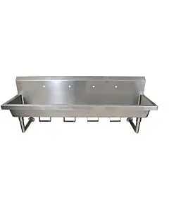 BK Resources MSHS-96W1B 96" Wall Mount 4 Station Handwash Sink with 1 Hole Splash Mount