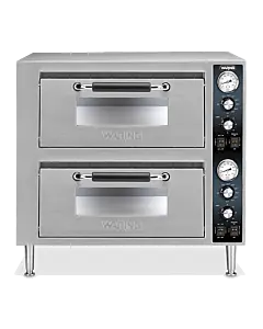 Waring WPO750 18" Electric Double Deck Countertop Pizza Oven Heavy Duty with Dual Chamber - 240V