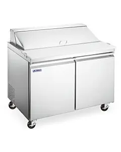 Aurora 47" Refrigerated 2-Door Prep Table with 357L Capacity - 120V, 408W