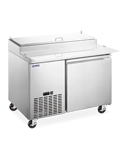 Aurora 45" Refrigerated 1-Door Pizza Prep Table with 7.8 cu.ft Capacity - 115V, 1/3 HP
