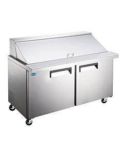 Zanduco 36" Mega Refrigerated Prep Table with 2 Doors and 9 cu.ft Capacity - 110-120V, 0.25 HP