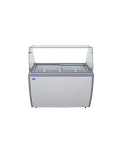 Zanduco 50" Gelato Dipping Cabinet with Flat Sneeze Guard, 9 Pans, and 290L Capacity - 110V, 260W