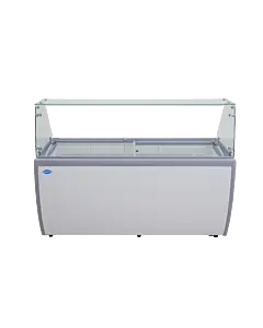 Zanduco 71" Gelato Dipping Cabinet with Flat Sneeze Guard, 13 Pans, and 450L Capacity - 110V, 295W