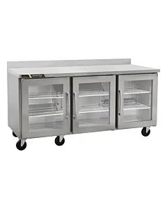 Centerline CLUC-72R-GD-WTLRR 72" Three Glass Door Undercounter Refrigerator with Worktop - Left/Right/Right Hinge