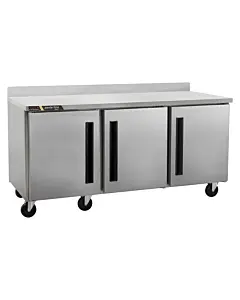 Centerline CLUC-72F-SD-WTLRR 72" Three Solid Door Undercounter Freezer with Worktop - Left/Right/Right Hinge