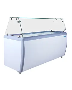 Zanduco 71" 12+10 Tubs Capacity Ice Cream Dipping Freezer with Flat Sneeze Guard - 110V, 4A