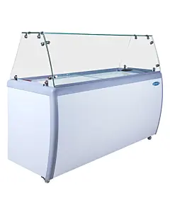 Zanduco 39" 6+4 Tubs Capacity Ice Cream Dipping Freezer with Flat Sneeze Guard - 110V, 3A