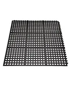 Omcan Black Anti-Fatigue Mat with Interlocking Edges, 3' x 3'