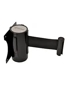 Omcan Steel Wall-Mounted Crowd Control System with Retractable Belt Barrier - Black