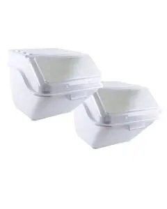 Omcan 80989 12.6 Gallon Shelf Ingredient Bin / Storage Bin with Lid & Scoop - Pack of 2