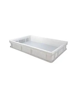 Omcan 23.6” x 15.7” x 3.93” Polypropylene Pasta Tray with Solid Base and Perforated Sides Tray - White