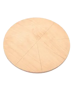 Omcan 19.7" x 0.5" Beech Round Cutting Board - 8 Carved Slices