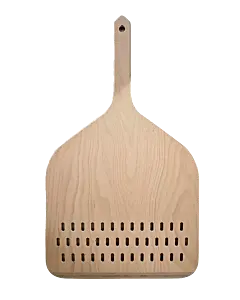 Linea Dori ARIA 14" Beech Wood Perforated Pizza Peel with Short Handle and 24” Total Length