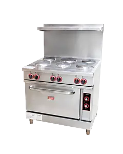 Omcan 36" Commercial Electric Range with 6 Burners and Standard Oven - 208V, 18kW, 51A