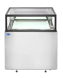 Zanduco 36" Flat Top Stainless Steel Refrigerated Display Case with 272L Capacity - 110V, 330W