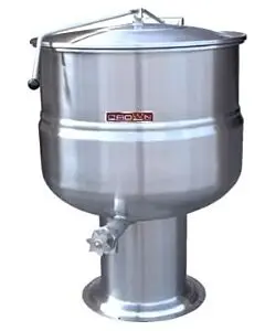 Crown Steam DP-20 Stationary Direct Steam Kettle, Pedestal 2/3 Jacketed, 20 gallon