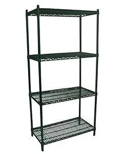 Zanduco 18" Depth Heavy-Duty Commercial Dark Green Epoxy Shelf Set, Shelves & Posts with Levelers - NSF