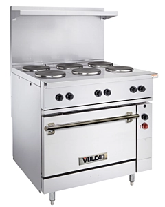 Vulcan EV36S-6FP Endurance Series 36" Electric Range with 6 French Plates and Standard Oven - 208/240/480V