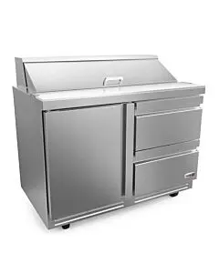 Fagor FST-48-12-D2-N 48 inch Sandwich/Salad Prep Table with 1 Door, 2 Drawers, 12 Pans & 10 inch Cutting Board, 16.7 Cu. Ft. – 115V