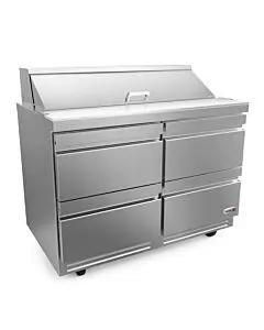 Fagor FST-48-12-D4-N 48 inch Sandwich/Salad Prep Table with 4 Drawers, 12 Pans & 10 inch Cutting Board, 16.7 Cu. Ft. – 115V