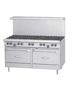 Garland GFE60-6G24RR Natural Gas 6 Burner 60" Range with Flame Failure Protection and Electric Spark Ignition, 24" Griddle, and 2 Standard Ovens - 268,000 BTU