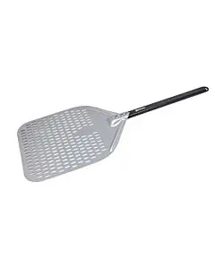 Omcan 35-3/7" Perforated Aluminum Pizza Peel with 11-4/5" x 15-3/4" Rectangular Blade