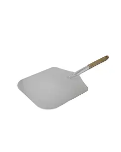 Omcan 12″ x 14″ Aluminum Pizza Peel with Wood Handle - 3 Length Configurations Available
