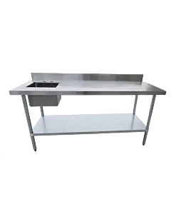 EFI 24" x 60" Stainless Steel Worktable with Sink & Backsplash - Left/Right Sink