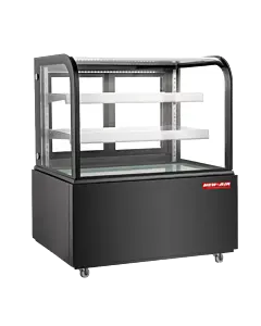 New Air NDC-36-CG 36" Curved Glass Floor Refrigerated Display Case with 270L Capacity - 120V, 380W