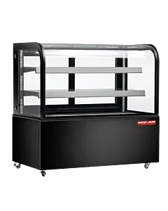 New Air NDC-48-CG 48" Curved Glass Floor Refrigerated Display Case with 370L Capacity - 120V, 420W