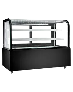 New Air NDC-60-CG 60" Curved Glass Floor Refrigerated Display Case with 470L Capacity - 120V, 440W