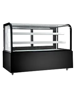 New Air NDC-72-CG 72" Curved Glass Floor Refrigerated Display Case with 570L Capacity - 120V, 440W