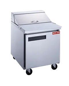 New Air NPT-029-SA 26" Refrigerated Solid Door Salad/Sandwich Prep Table with 186L Capacity - 115V, 225W
