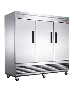 New Air NSR-182-H 82.5" 3-Solid Door Stainless Steel Reach-In Refrigerator with 1820L Capacity - 115V, 760W