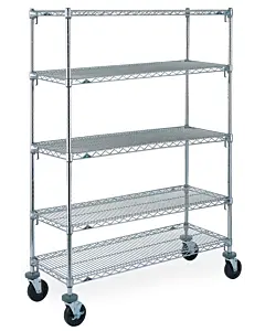 Metro 18" Depth Super Adjustable Chrome 5 Tier Mobile Shelving - 5A436BC, 5A456BC, 5A466BC