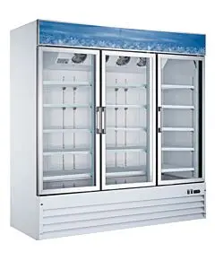 Zanduco 80" Swing Three Glass Door Reach-In Merchandiser Freezer - 58.2 cu. ft.