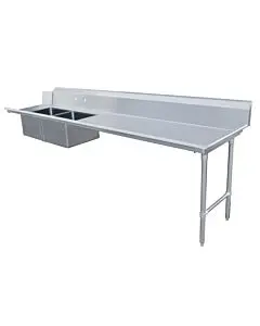 Zanduco 30" Depth Right Side Soiled Dish Table with Two Sinks