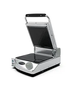 Eurodib SAP010R Single Professional Manual Panini Grill Black Ribbed 1500W - 120V