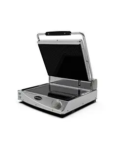 Eurodib SAP015R Medium Professional Manual Economy Panini Grill Black Ribbed 1800W - 120V