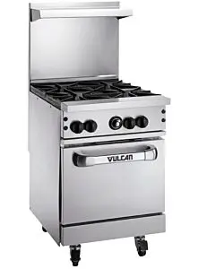 Vulcan 24S-4B Endurance 24″ Range with Standard Oven Base With 4 Open Burner Natural Gas/ Liquid Propane - 143, 000 BTU