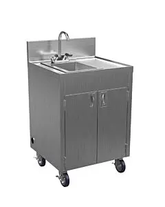 Winholt STCT-BHD2436PUMP-WH 44"H Portable Sink w/ 5"D Bowl, Hot & Cold Water