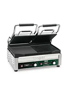 Waring WDG300T Half Panini and Half Flat Grill with Timer,17" x 9.5", 240V/3200W