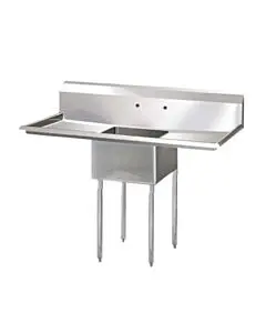 EFI SI818-1BC 18" x 18" x 11" One Compartment Sink with Centre Drain and Two Drainboards