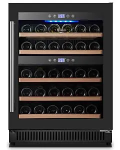 Vinovero 23" Dual Zone Wine Cooler with 40 Bottle Capacity and Black Full Glass Door