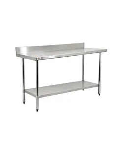 Zanduco 24" Depth Stainless Steel Standard Worktable with Undershelf and 4" Backsplash