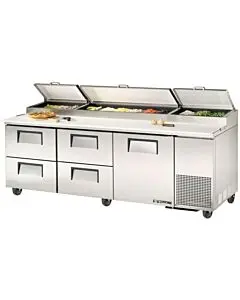 True TPP-AT2-93D-4-HC 93" Pizza Prep Table with One Door/Four Drawers