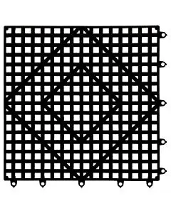 San Jamar VM5280-BK Versa-Mat 12" x 12" Black Interlocking Bar Matting