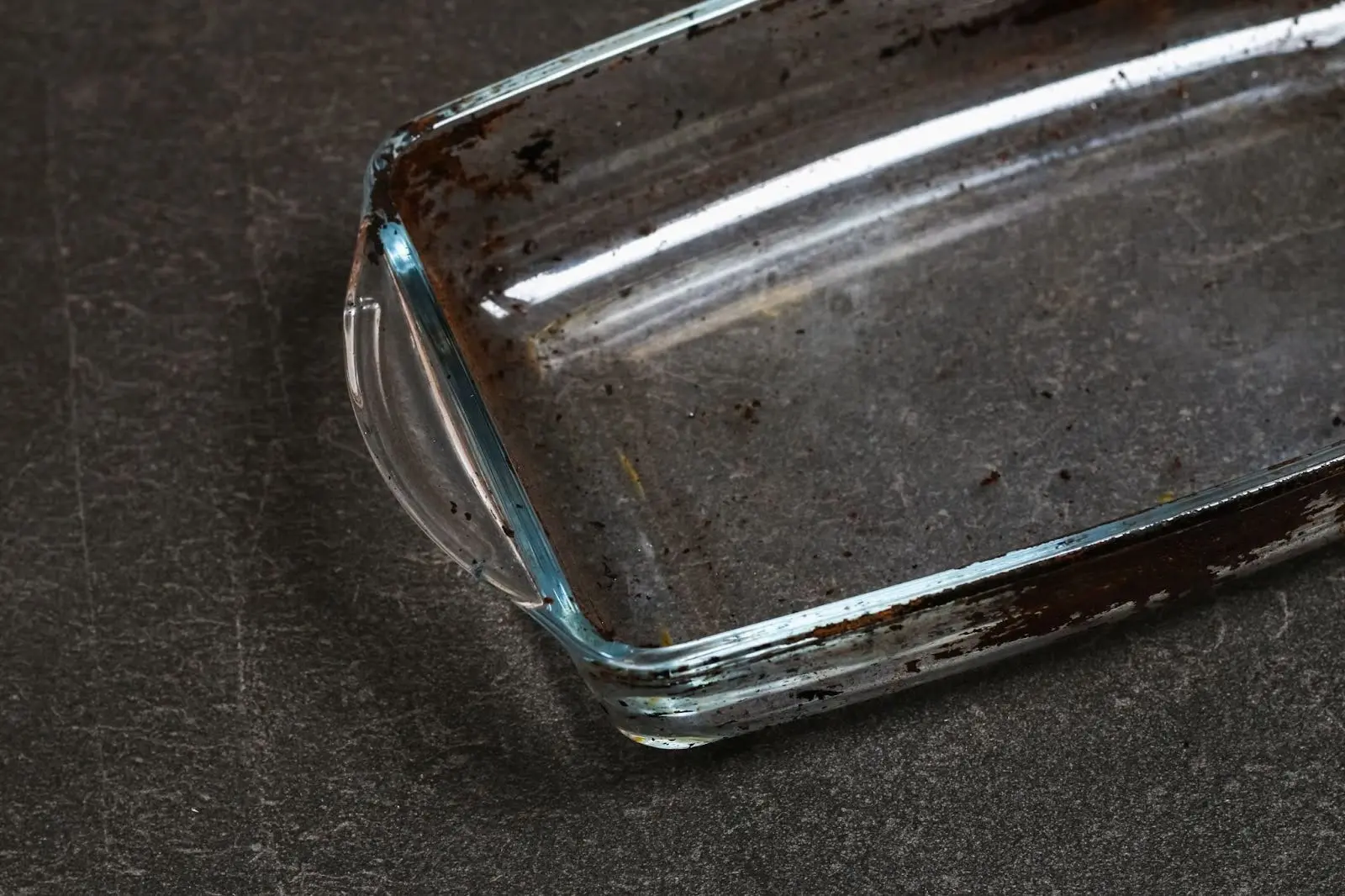 Baking pan with burnt-on residue